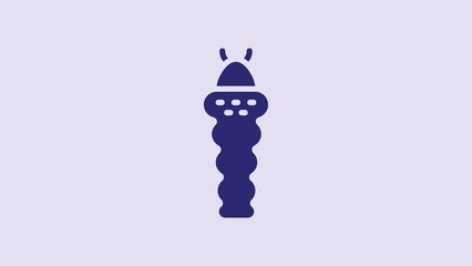 Sticker - Blue Larva insect icon isolated on purple background. 4K Video motion graphic animation