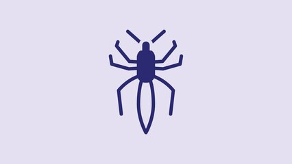 Canvas Print - Blue Spider icon isolated on purple background. Happy Halloween party. 4K Video motion graphic animation