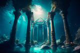 Fototapeta  - Ruinas en el fondo del mar