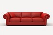 © Rizka - contemporary red sofa standing alone, complete with cushions.