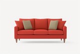 Fototapeta  - contemporary red sofa standing alone, complete with cushions.