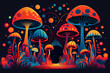 Magic mushrooms psychedelic hallucination vibrant Generative AI
