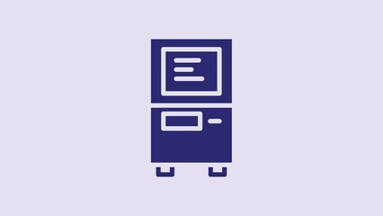 Sticker - Blue ATM - Automated teller machine icon isolated on purple background. 4K Video motion graphic animation