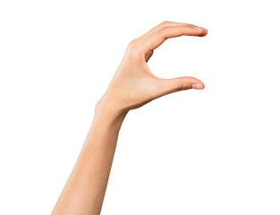 Hand pointing at screen on background. PNG format file.