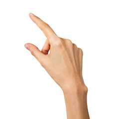 Wall Mural - hand pointing at screen on background. png format file.