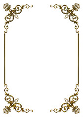 Antique Golden frame. Isolated. Digital painting.