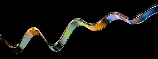 3d line, modern abstract design element 3d rendering, futuristic liquid shape, glass color gradient 