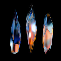 Wall Mural - 3d color gradient crystal shape, 3d rendering abstract geometric poster design element