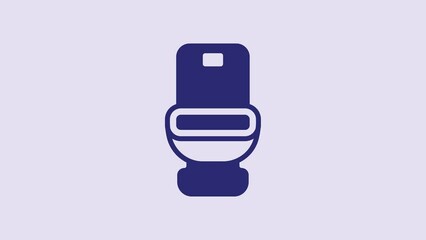 Wall Mural - Blue Toilet bowl icon isolated on purple background. 4K Video motion graphic animation