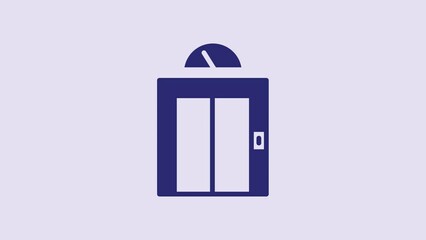 Sticker - Blue Lift icon isolated on purple background. Elevator symbol. 4K Video motion graphic animation