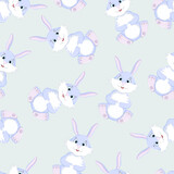 Fototapeta Pokój dzieciecy - Seamless pattern with funny bunnies. It is well suited for wrapping paper, children's textiles