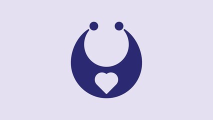 Canvas Print - Blue Baby bib icon isolated on purple background. 4K Video motion graphic animation