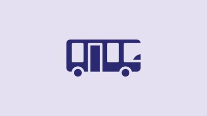 Poster - Blue Airport bus icon isolated on purple background. 4K Video motion graphic animation