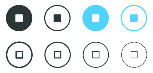 Leinwandbilder - stop video icon, pause icon sign, square inside circle icon button - Media player icons
