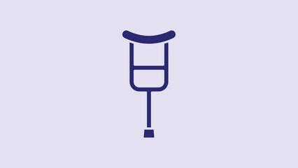 Sticker - Blue Crutch or crutches icon isolated on purple background. Equipment for rehabilitation of people with diseases of musculoskeletal system. 4K Video motion graphic animation