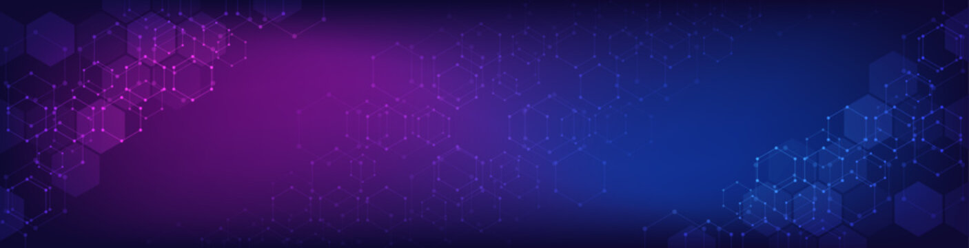 abstract technology background and geometric pattern with hexagons for banner design or header