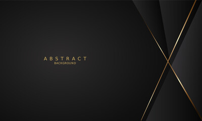 Wall Mural - dark black luxury premium background and gold line.