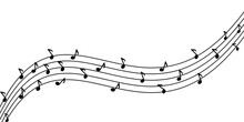 Music Notes Background. Musical Note With Musical Lines Icon. Music Notes And Melody. PNG Image.