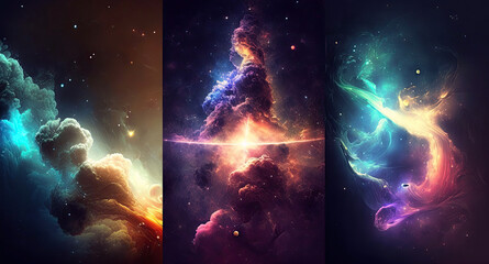 Wall Mural - background of other space sky with stars, constellations, galaxies and nebulae. generative ai