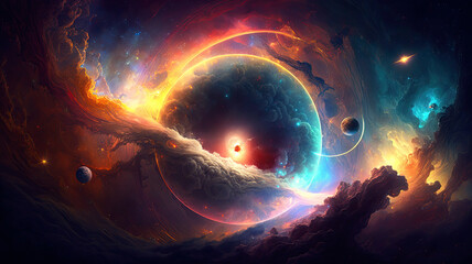 Wall Mural - beautiful cosmos with stars, planets, constellations and galaxies. generative ai