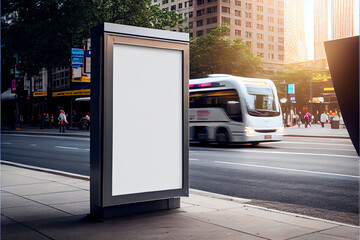 Blank white road billboard Street advertising poster, mock up, 3D rendering. The concept of marketing communication to promote or sell idea.