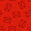 © FRESH TAKE DESIGN - Red seamless pattern with red outline envelopes