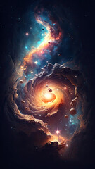 Wall Mural - bright background of cosmic sky with stars, constellations, galaxies and nebulae. generative ai