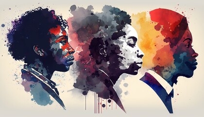 Black history month banner in watercolor style generatie ai