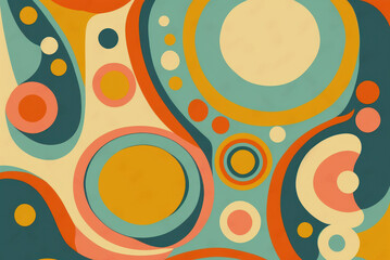 Fondo 2d abstracto, colores pastel, estilo 60s, creado con IA generativa