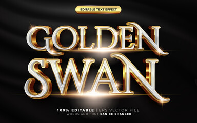golden swan luxury white golden sparkle text style effect template editable text effect