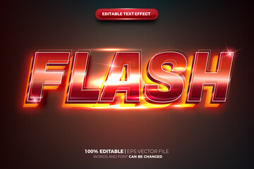 Super Flash glow red metal steel cinematic 3d editable text effect
