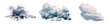 Pack of 3 cutout clean white clouds manga anime watercolor style with alpha transparent background png