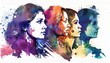Women history month theme illustration ion watercolor style generative ai