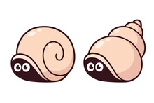 Cute Cartoon Snail Shells With Eyes