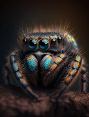 Wall Mural - The most adorable jumping spider ever seen super detail Generative AI