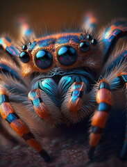 Wall Mural - The most adorable jumping spider ever seen super detail Generative AI