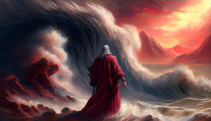 Moses parting the red sea, generative ai