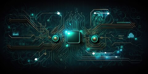 future technology processing business background with abstract circuit boards background, created with Generative AI