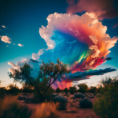 Wall Mural - Rainbow clouds. Generative AI.