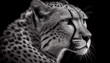 Schwarz weiß Portrait von einem Gepard. Perfektes Wandbild - Generative Ai
