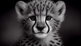 Schwarz weiß Portrait von einem Gepard. Perfektes Wandbild - Generative Ai