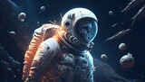 Fototapeta Kosmos - An dead astronaut cosmonaut body floating in space, generative ai, astronomy spaceman working for science in zero gravity