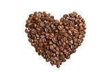 Fototapeta Lawenda - heart from coffee beans on a transparent background, I love coffee, png