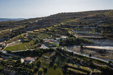 Sticker - Terrace fields around Omodos town in Troodos Mountains on Cyprus island country