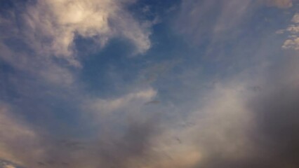 Wall Mural - timelapse with clouds on dramatic sunset sky, 4k