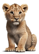Cute Lion Cub, Isolated On Transparent Background. Generative AI

