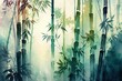 Bamboo forest background, water color