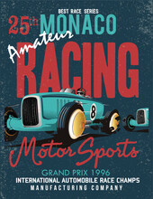 Vector Vintage Sports Car Racing, T-shirt Graphic, Vintage Typography