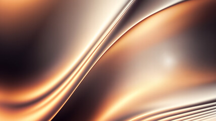 Abstract Glowing Copper and Silver Background with Soft Waves for Wallpaper, Backgrounds - Generative AI