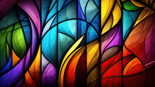 Abstract Stained Glass Illustration. Brilliant, Multicolor Background Wallpaper. Generative AI.